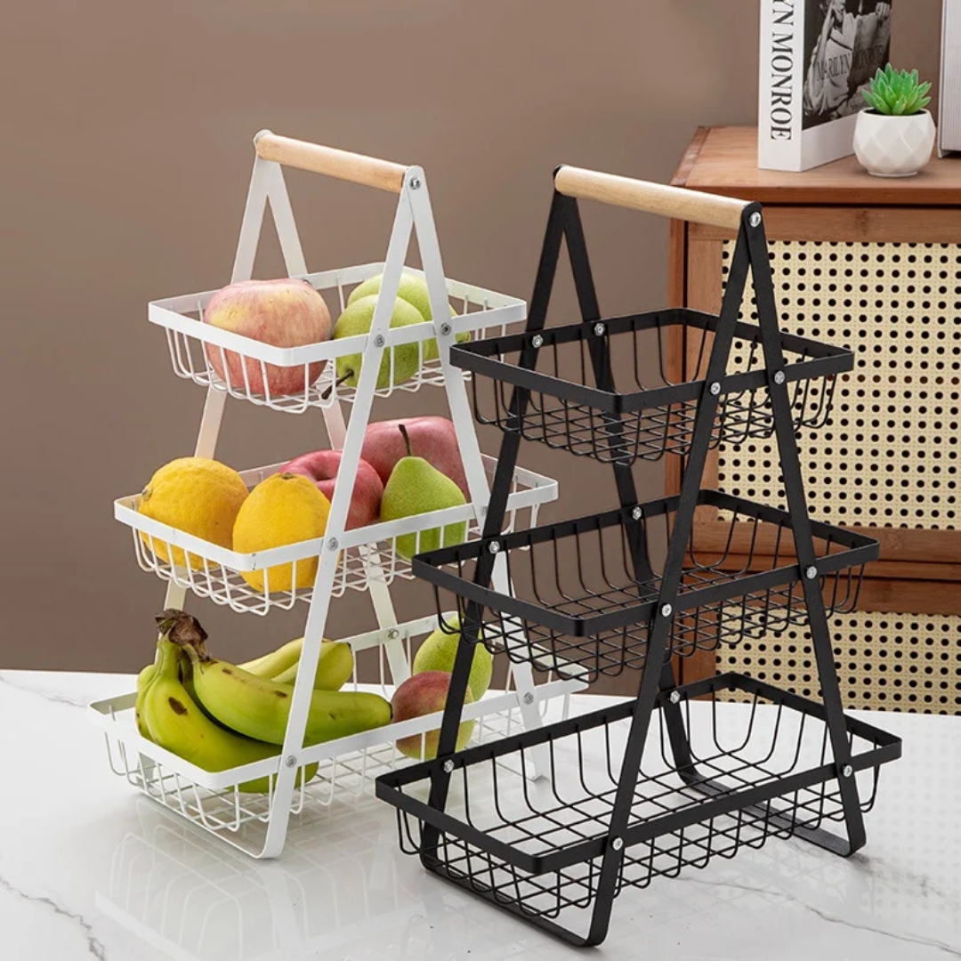 Fruit Basket Three-Layer Metal Fruit and Veg Storage