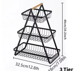Fruit Basket Three-Layer Metal Fruit and Veg Storage